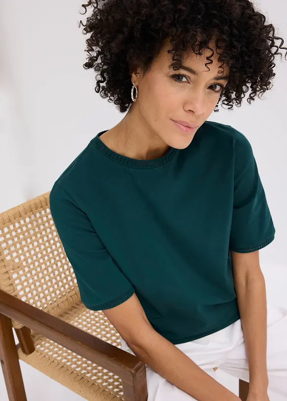 Topp med spetskant, bonprix