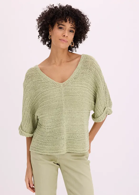 Grovstickad tr&ouml;ja av bandgarn, bonprix