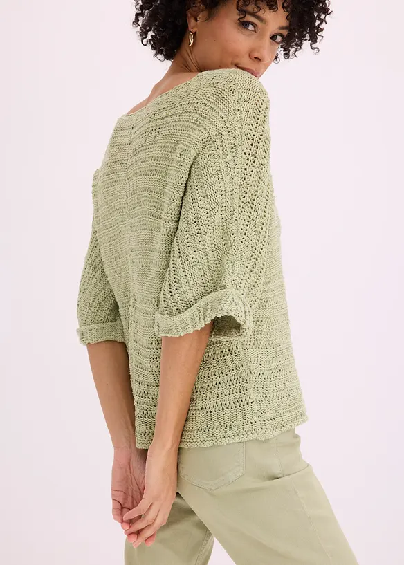 Grovstickad tr&ouml;ja av bandgarn, bonprix