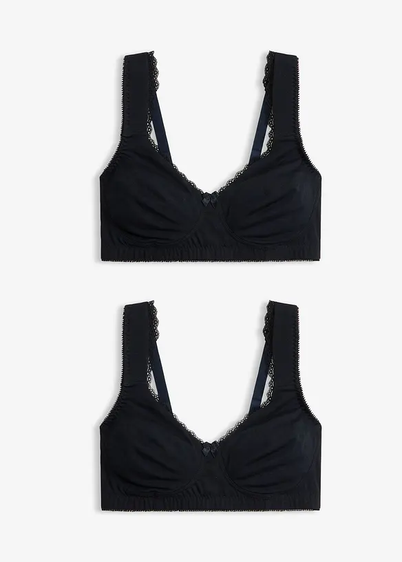 Minimizer-BH i T-shirtmodell utan bygel, med ekologisk bomull (2-pack), bonprix