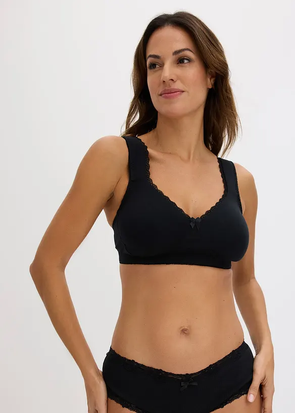 Minimizer-BH i T-shirtmodell utan bygel, med ekologisk bomull (2-pack), bonprix