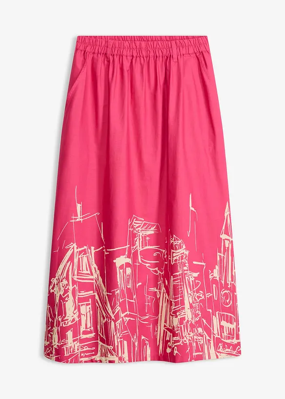 Mellanl&aring;ng kjol i poplin av ekologisk bomull, bonprix