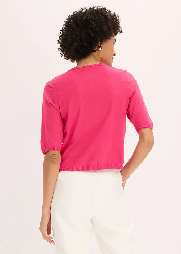 Finstickad cardigan i viskosmix, bonprix