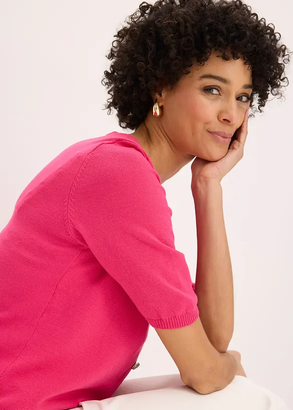 Finstickad cardigan i viskosmix, bonprix