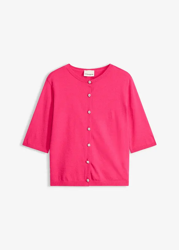 Finstickad cardigan i viskosmix, bonprix