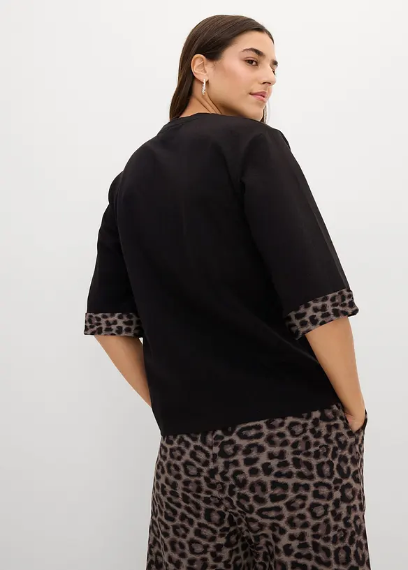 Sweatshirt med leopardm&ouml;nster i bomullsmix, bonprix