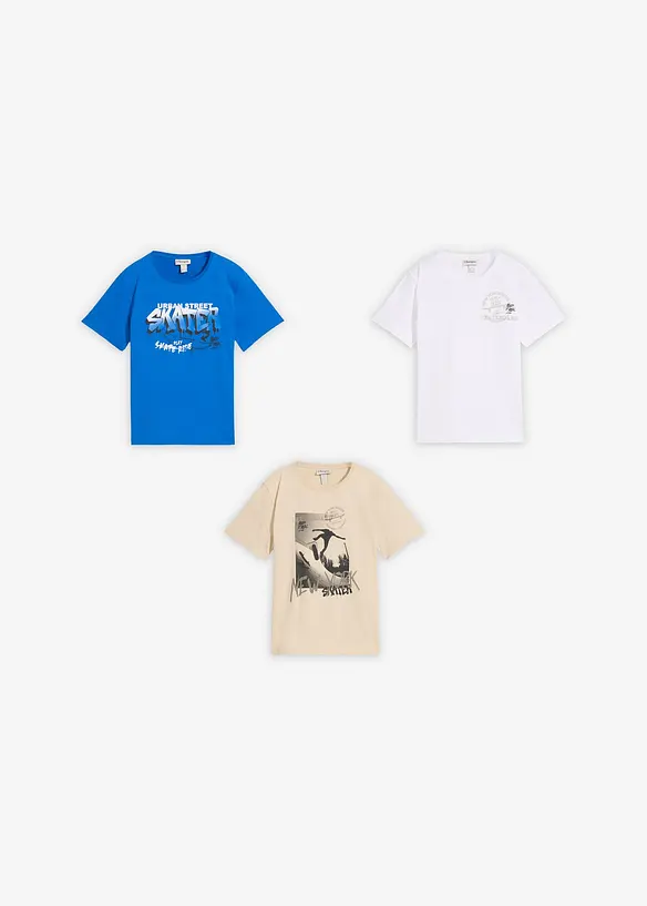 T-shirt i ekologisk bomull (3-pack), bonprix