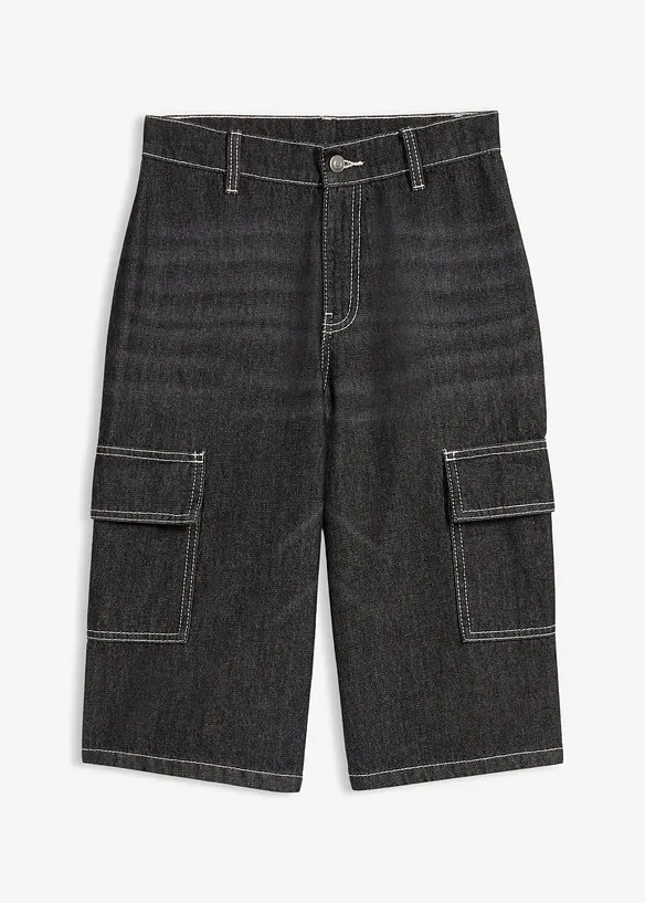 Loose Fit jeansbermudas med kontrasterande s&ouml;mmar, bonprix