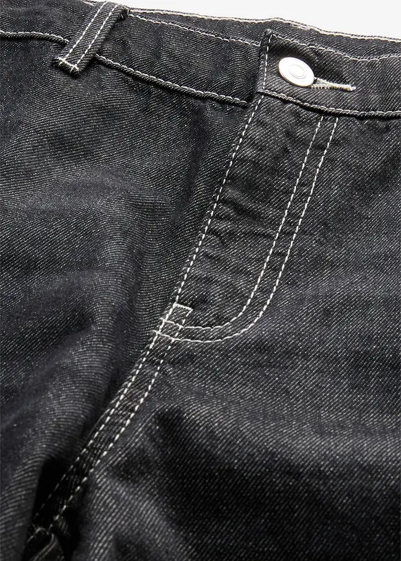 Loose Fit jeansbermudas med kontrasterande s&ouml;mmar, bonprix