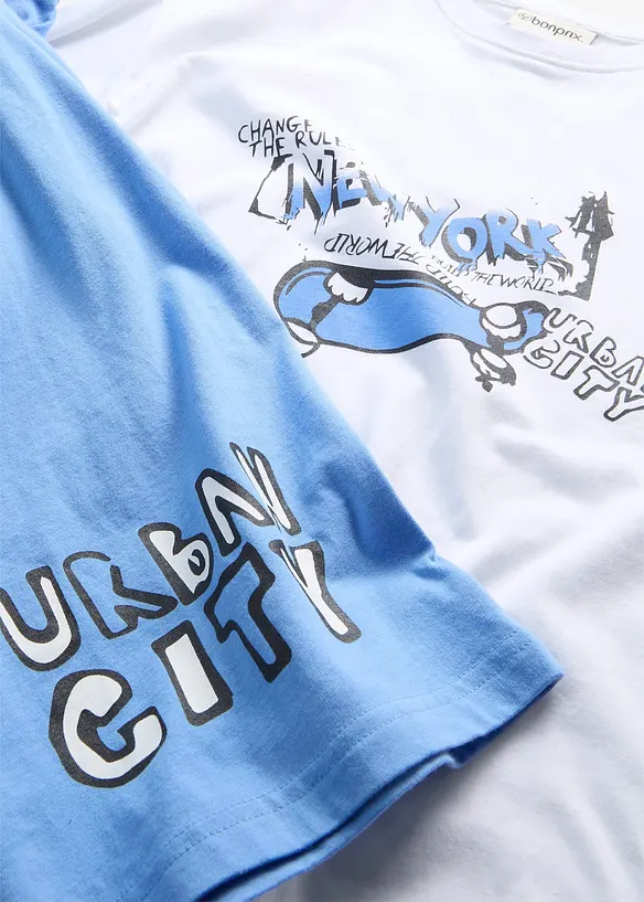 T-shirt och jerseybermudas med avslappnad passform (2 delar), ekologisk bomull, bonprix