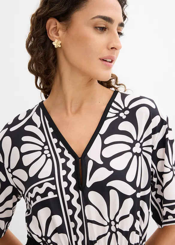 Mellanl&aring;ng kl&auml;nning med djup urringning, bonprix