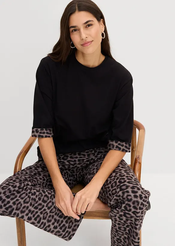 Sweatshirt med leopardm&ouml;nster i bomullsmix, bonprix