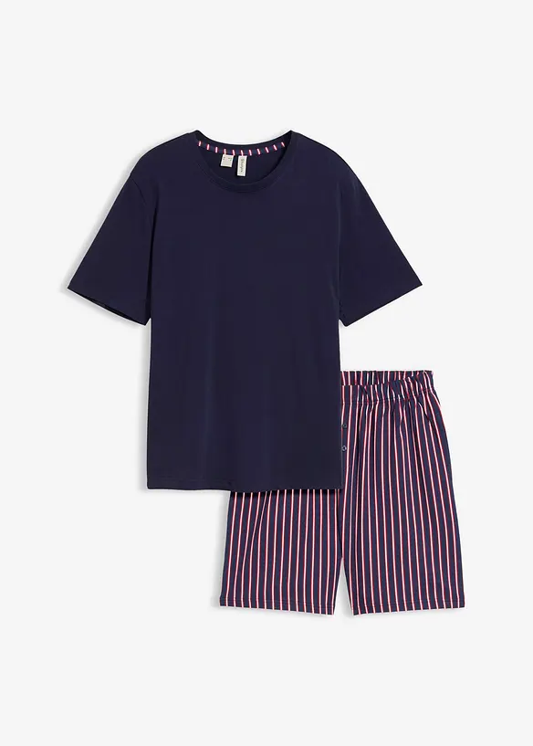 Kort pyjamas i bomull med v&auml;vd byxa, bonprix