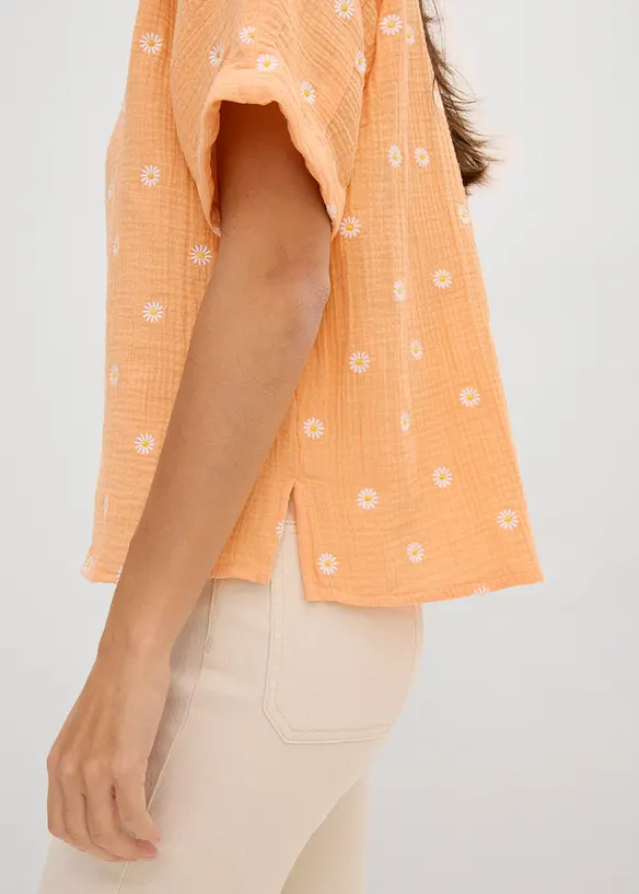 Kort&auml;rmad blus i luftig muslin, bonprix