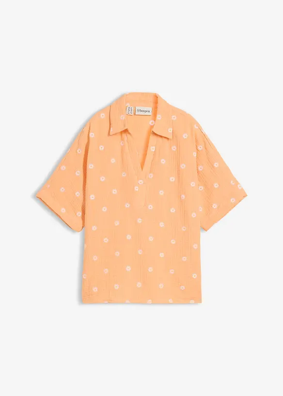 Kort&auml;rmad blus i luftig muslin, bonprix