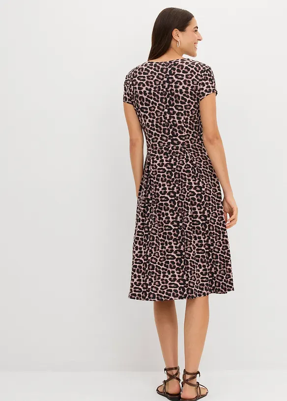 Leopardm&ouml;nstrad jerseykl&auml;nning, bonprix