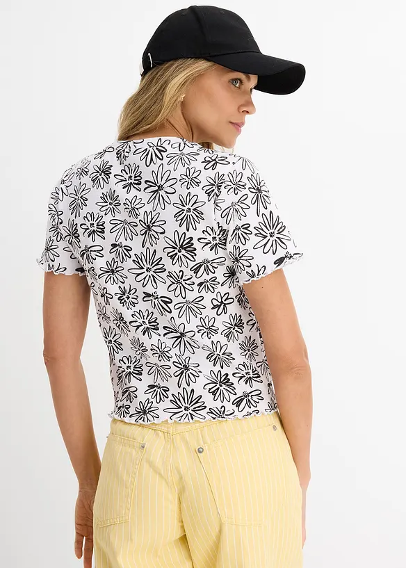 Kort T-shirt i bomullsmix, bonprix