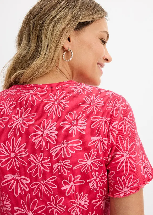 Kort T-shirt i bomullsmix, bonprix