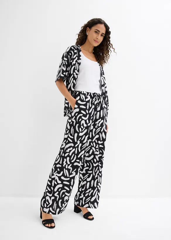 M&ouml;nstrad dra p&aring;-byxa i f&ouml;ljsam viskos, bonprix