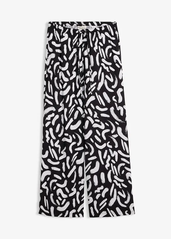 M&ouml;nstrad dra p&aring;-byxa i f&ouml;ljsam viskos, bonprix