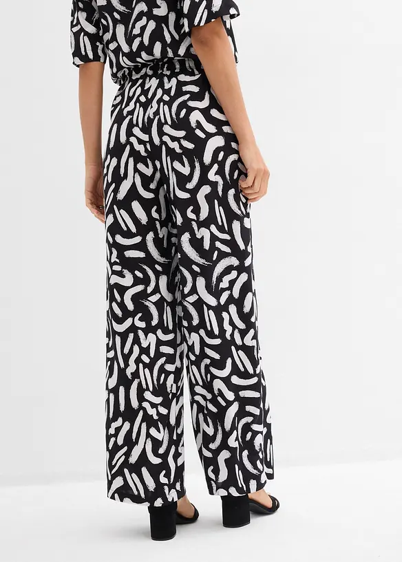 M&ouml;nstrad dra p&aring;-byxa i f&ouml;ljsam viskos, bonprix