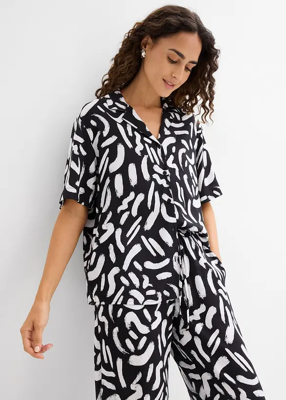 Skjortblus i f&ouml;ljsam viskos, bonprix