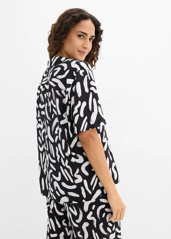 Skjortblus i f&ouml;ljsam viskos, bonprix