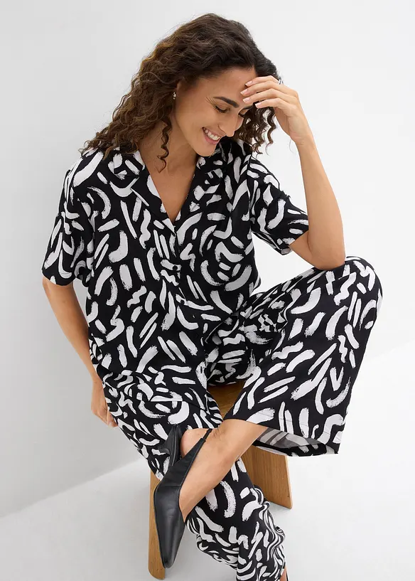 Skjortblus i f&ouml;ljsam viskos, bonprix