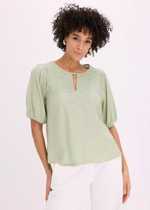 L&auml;tt transparent blustunika med broderi, bonprix