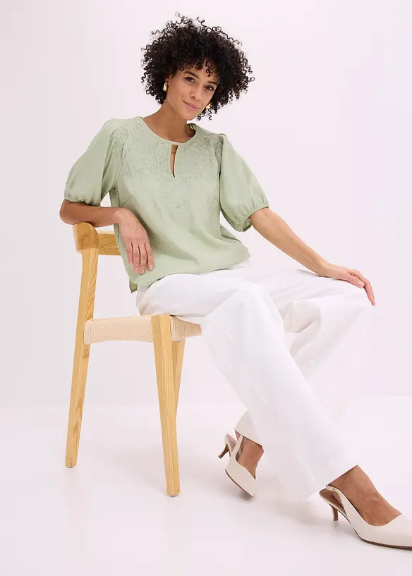 L&auml;tt transparent blustunika med broderi, bonprix