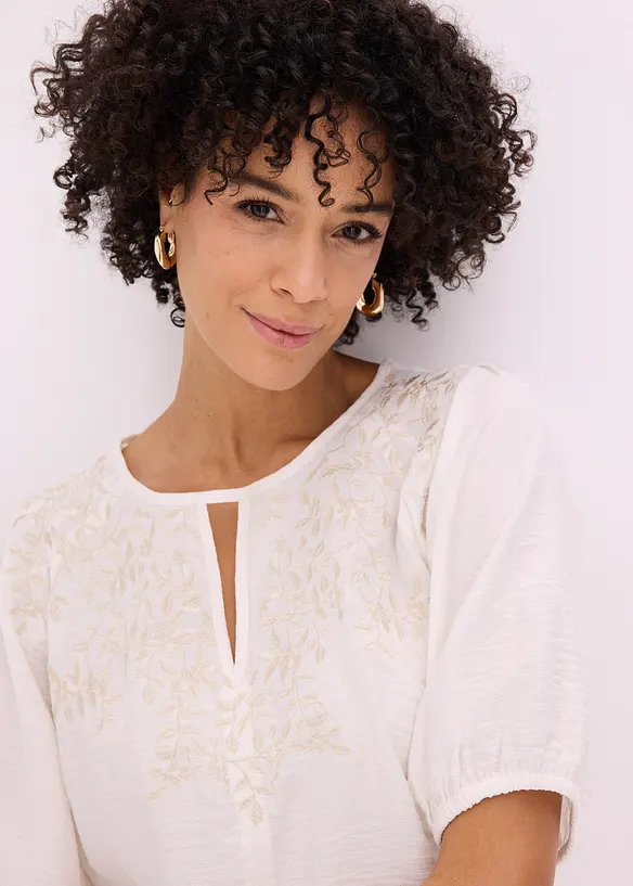 L&auml;tt transparent blustunika med broderi, bonprix