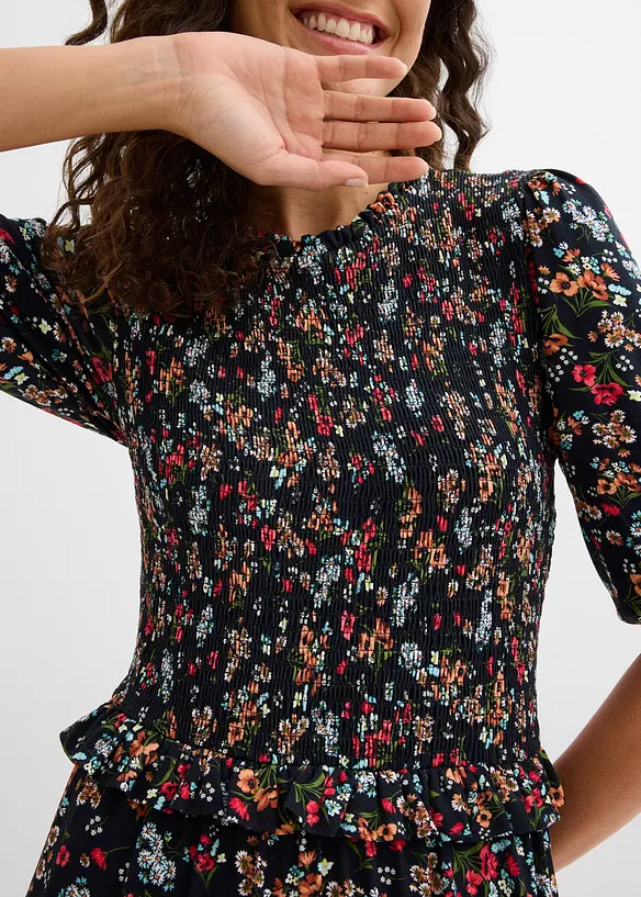 Mellanl&aring;ng jerseykl&auml;nning i viskosmix, bonprix