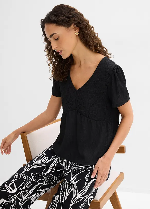 Topp i kr&auml;ppat material med struktur, bonprix