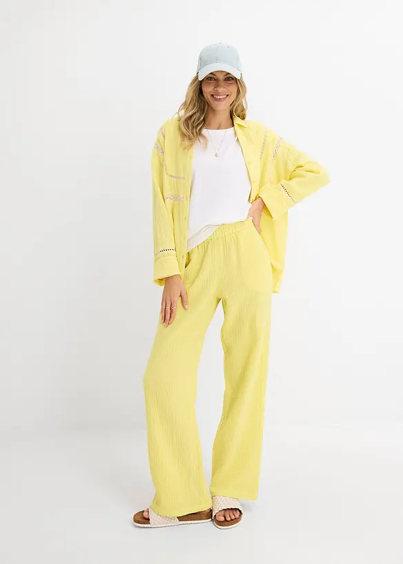 Dra p&aring;-byxa i muslin, bonprix