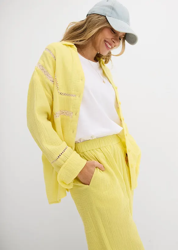 Dra p&aring;-byxa i muslin, bonprix