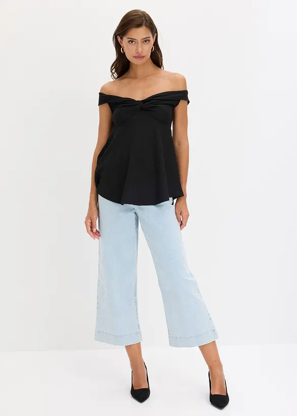 Cold shoulder-topp i material med struktur, bonprix