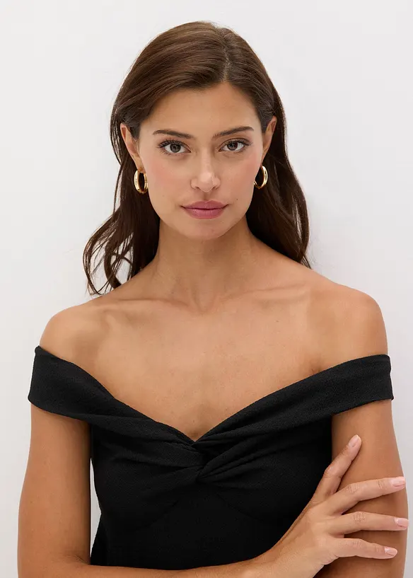 Cold shoulder-topp i material med struktur, bonprix