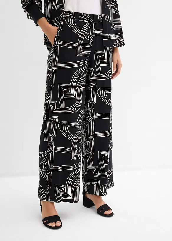 Vid byxa i viskosmix, bonprix