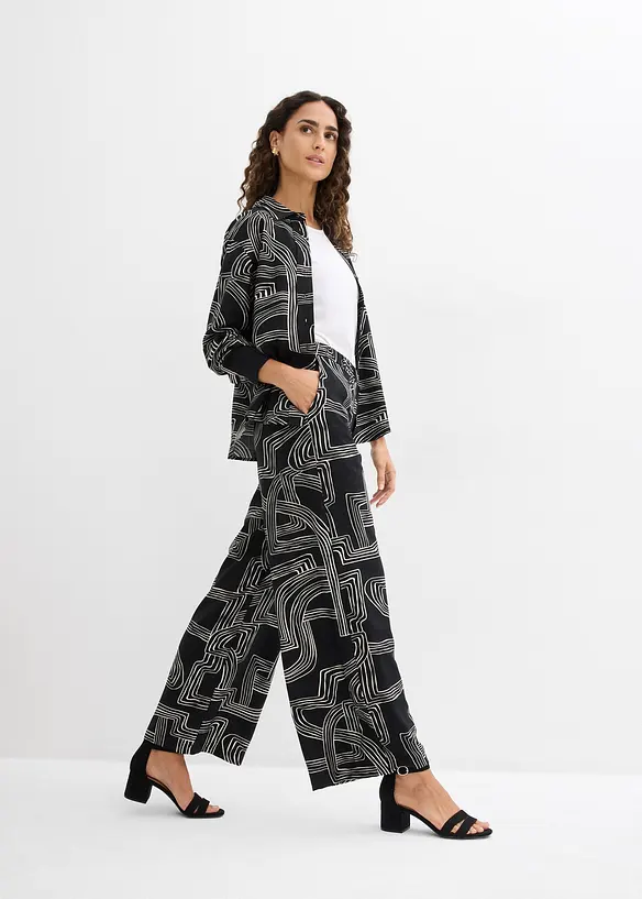 Vid byxa i viskosmix, bonprix