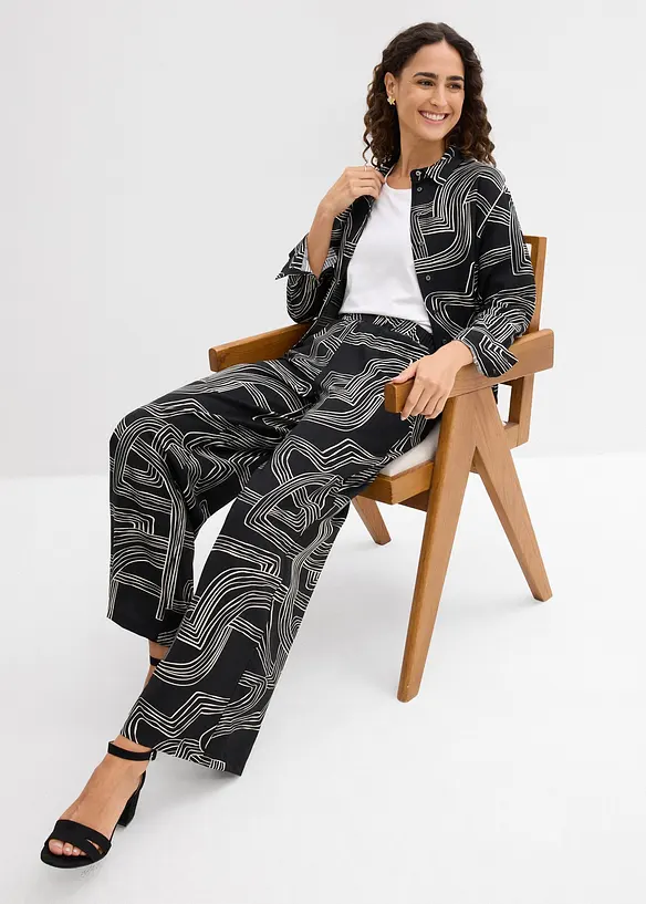 Vid byxa i viskosmix, bonprix