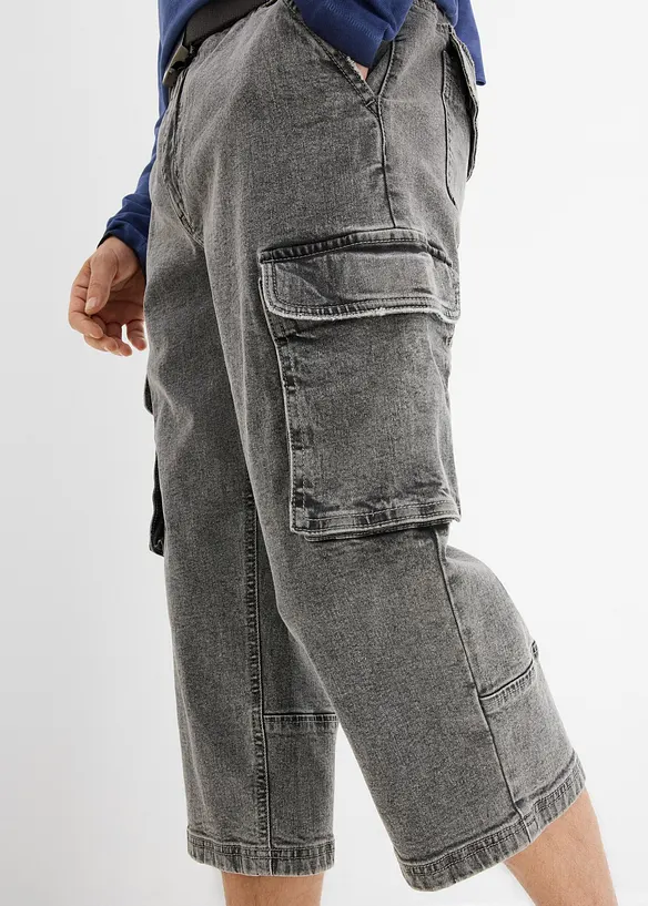 Cargo Stretch 3/4-Jeans med sk&auml;rp, Relaxed Fit, bonprix