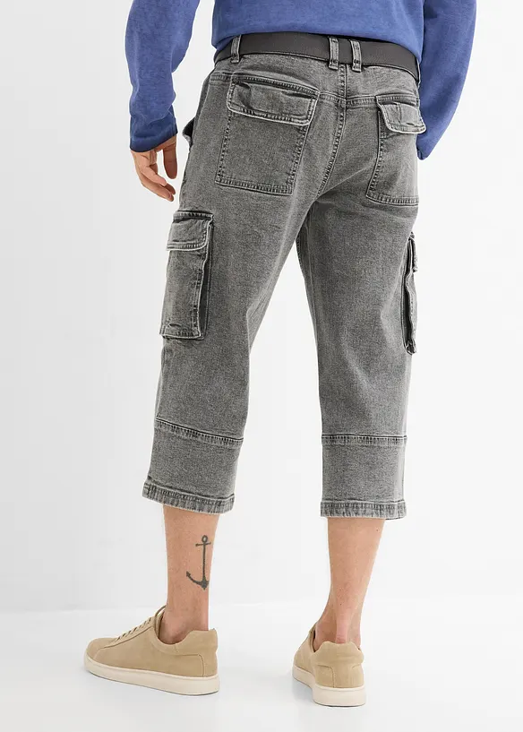 Cargo Stretch 3/4-Jeans med sk&auml;rp, Relaxed Fit, bonprix