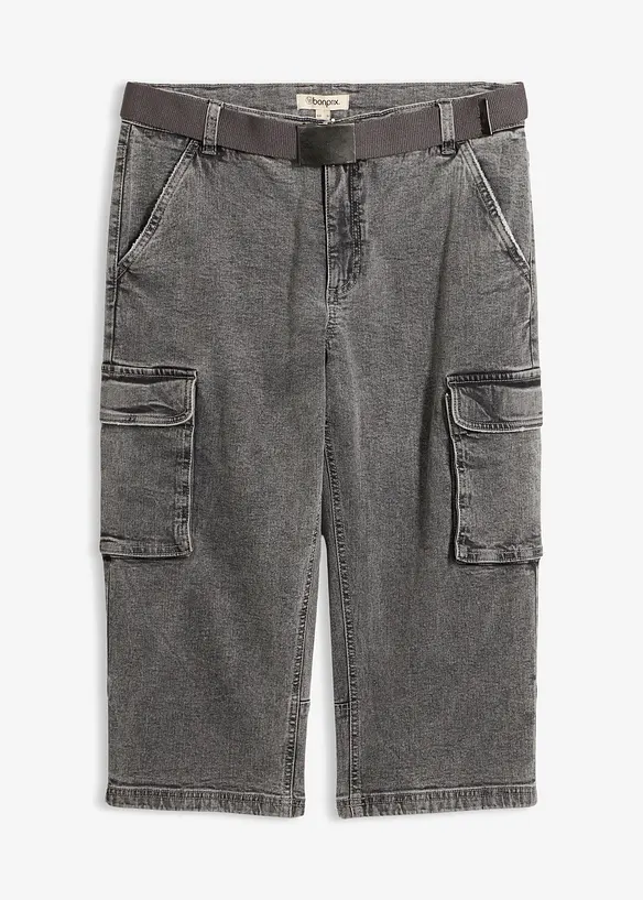 Cargo Stretch 3/4-Jeans med sk&auml;rp, Relaxed Fit, bonprix