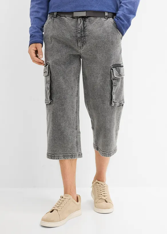 Cargo Stretch 3/4-Jeans med sk&auml;rp, Relaxed Fit, bonprix