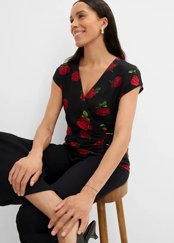 M&ouml;nstrad topp i mjuk viskosmix, bonprix