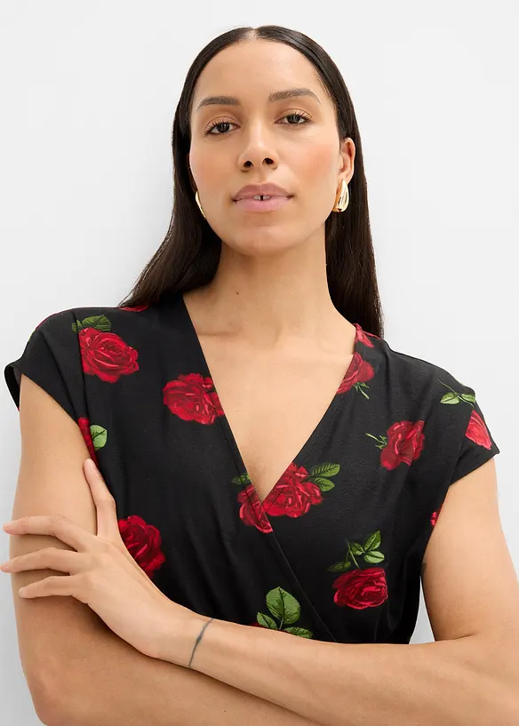 M&ouml;nstrad topp i mjuk viskosmix, bonprix