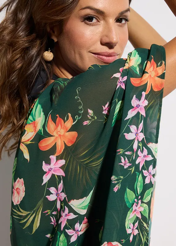 Strandtunika i tunn chiffong, bonprix