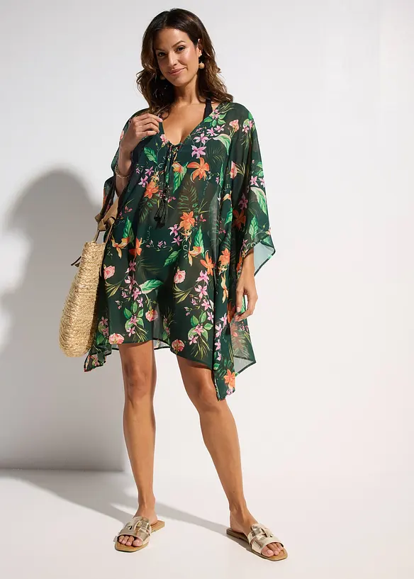 Strandtunika i tunn chiffong, bonprix