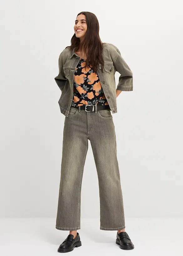 Wide Leg Jeans High Waist, cropped, bonprix