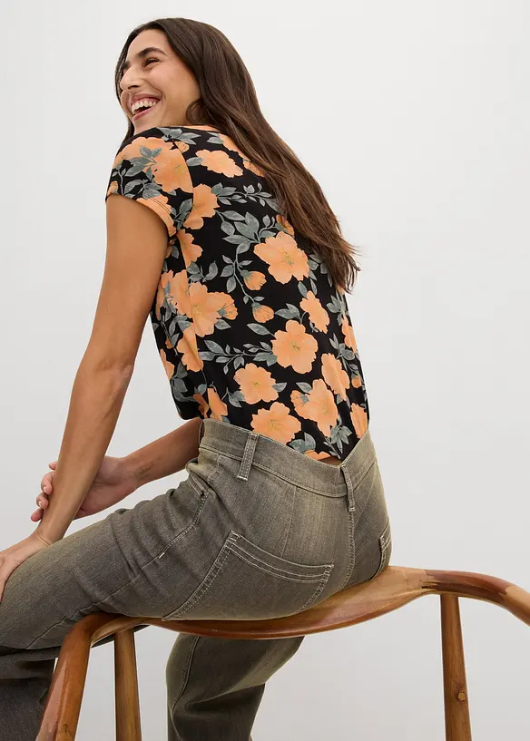 Wide Leg Jeans High Waist, cropped, bonprix